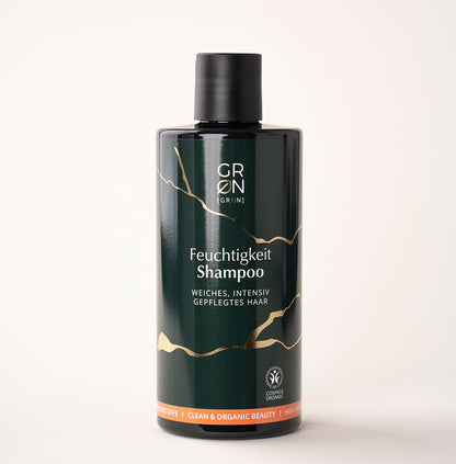 Flasche des Shampoo Feuchtigkeit mit Chiasamenextrakt und pflanzlichen Ceramiden; spendet intensive Feuchtigkeit, stärkt Haarstruktur und sorgt für geschmeidiges, gesundes Haar