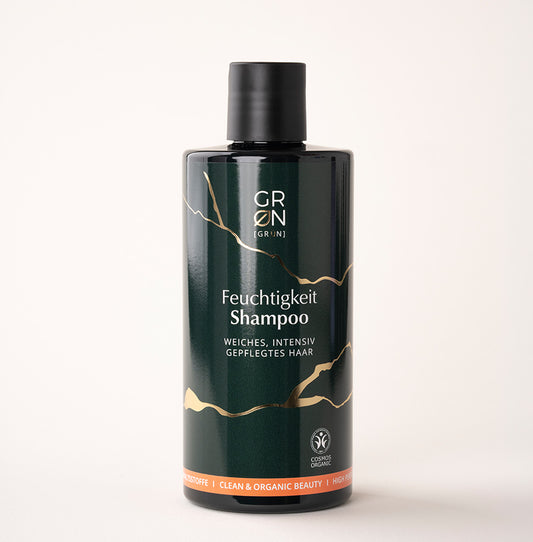 Flasche des Shampoo Feuchtigkeit mit Chiasamenextrakt und pflanzlichen Ceramiden; spendet intensive Feuchtigkeit, stärkt Haarstruktur und sorgt für geschmeidiges, gesundes Haar