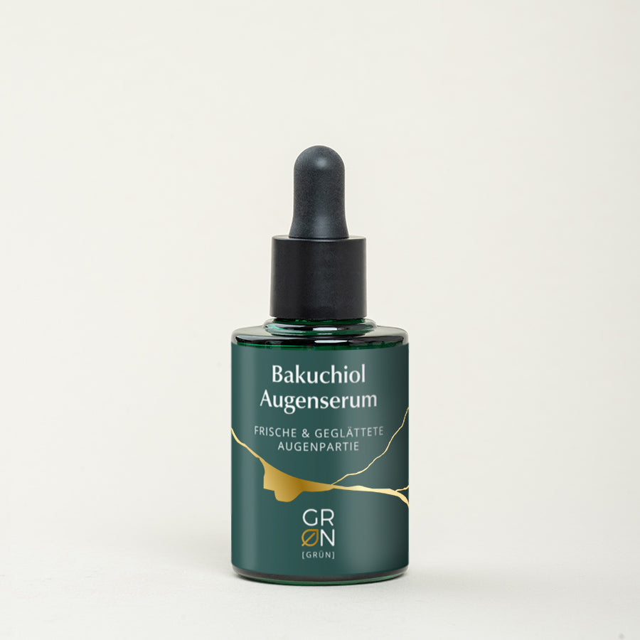 Bakuchiol-Augenserum mit Hyaluronsäure, Euphrasia- und Apfelminze-Extrakt für hydratisierte und glatte Augenpartie