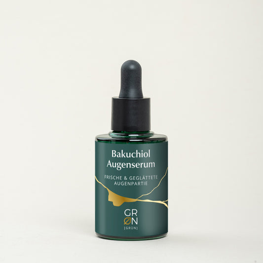 Bakuchiol-Augenserum mit Hyaluronsäure, Euphrasia- und Apfelminze-Extrakt für hydratisierte und glatte Augenpartie